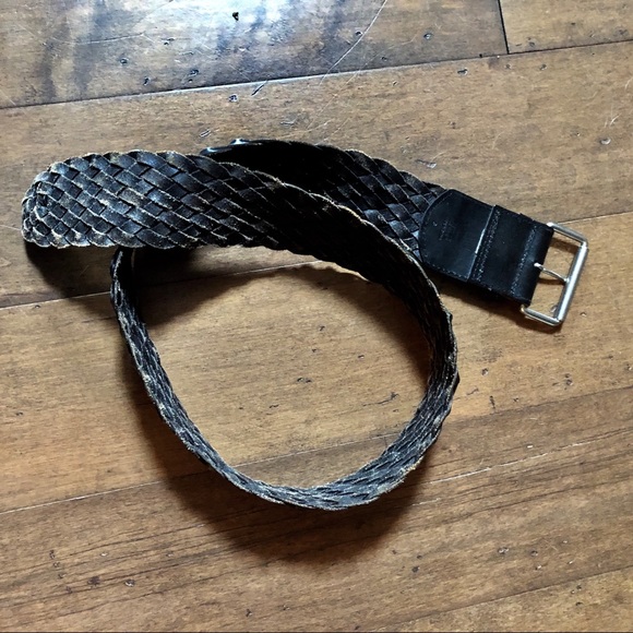 GAP Braided Wide 100% Leather Black Belt Small GUC - Picture 1 of 4